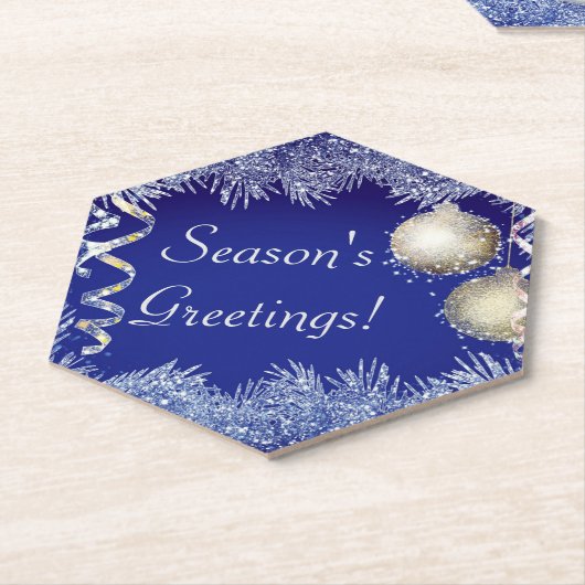 シーズンのグリーティングクリスマスグリッタークリスマス ペーパーコースター (アングル)