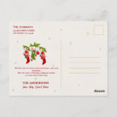 シーズンのグリーティングクリスマスストッキングファミリー ポストカード (裏面)