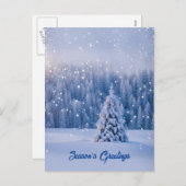 シーズンのグリーティングクリスマスツリーの雪 シーズンポストカード (正面/裏面)