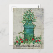 シーズンのグリーティングクリスマスツリーミルク缶コラージュ ポストカード (正面/裏面)