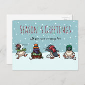 シーズンのグリーティングクリスマスペンギン漫画の穴 シーズンポストカード (正面/裏面)