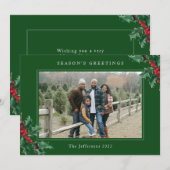 シーズンのグリーティンググリーンカスタムクリスマスカード (正面/裏面)