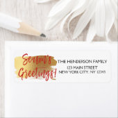 シーズンのグリーティングゴールドフォイルとレッドクリスマス ラベル (インサイチュ)