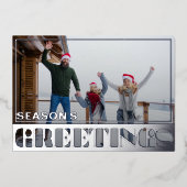 シーズンのグリーティングシルバーフォイル&フォトクリスマス 箔シーズンカード (正面)