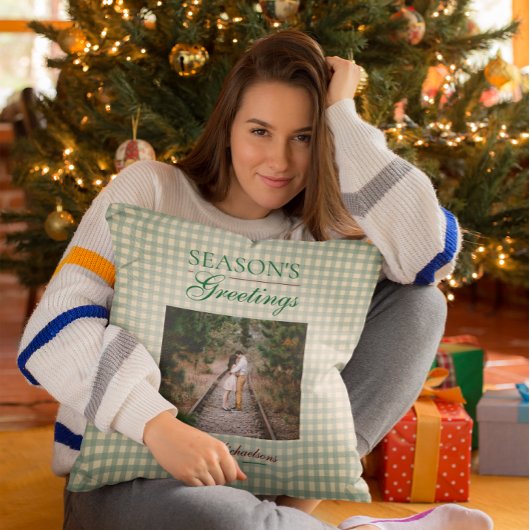 シーズンのグリーティングジンガムクリスマス クッション