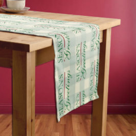 シーズンのグリーティングジンガムクリスマス ショートテーブルランナー