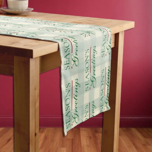 シーズンのグリーティングジンガムクリスマス ショートテーブルランナー