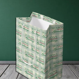 シーズンのグリーティングジンガムクリスマス ミディアムペーパーバッグ