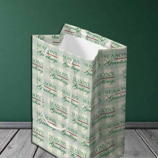 シーズンのグリーティングジンガムクリスマス ミディアムペーパーバッグ