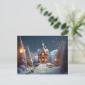 シーズンのグリーティングジンジャーブレッドハウスクリスマス シーズンポストカード (スタンド正面)