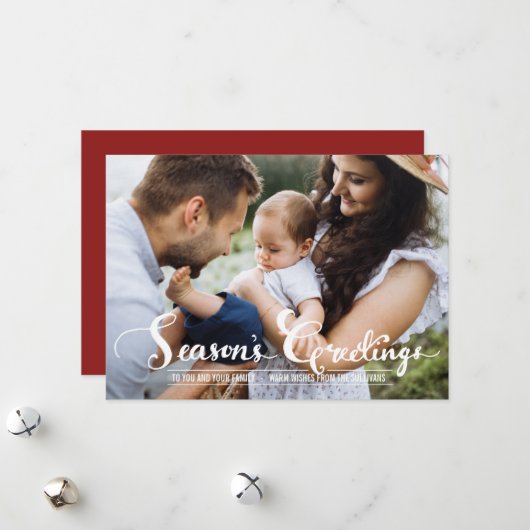 シーズンのグリーティングスクリプトホリデーフォトフラットカード シーズンカード (正面/裏面インサイチュ)