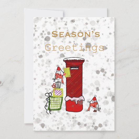 シーズンのグリーティングドゥードルカードロビンズレッドメールボックス シーズンカード (正面)