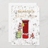 シーズンのグリーティングドゥードルカードロビンズレッドメールボックス シーズンカード (正面/裏面)