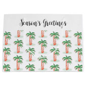 シーズンのグリーティングパームツリークリスマス ラージペーパーバッグ (正面)