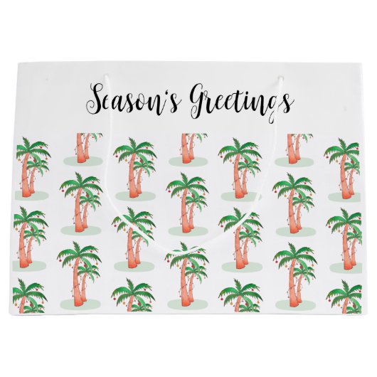 シーズンのグリーティングパームツリークリスマス ラージペーパーバッグ (正面)