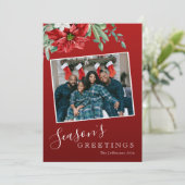 シーズンのグリーティングファミリーフォトレッドクリスマス シーズンカード (スタンド正面)