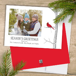 シーズンのグリーティングフォトレッド（鳥）ショウジョウコウカンチョウクリスマス シーズンカード