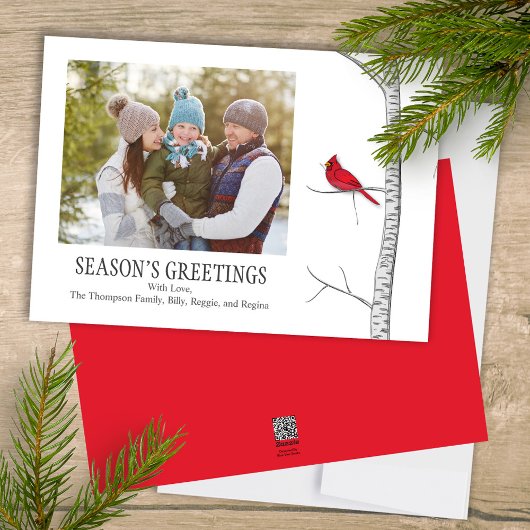 シーズンのグリーティングフォトレッド（鳥）ショウジョウコウカンチョウクリスマス シーズンカード