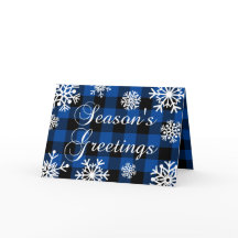 シーズンのグリーティングブルーバッファロープレイドスノーフレーク