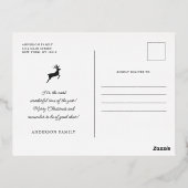 シーズンのグリーティングプレイドパターンファミリーフォト 箔シーズンポストカード (裏面)