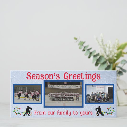 シーズンのグリーティングホッケーフォトフラットカード (スタンド正面)