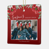 シーズンのグリーティングポインセチア写真クリスマス セラミックオーナメント (左)