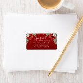 シーズンのグリーティングポインセチア赤いクリスマス ラベル (インサイチュ)