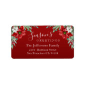 シーズンのグリーティングポインセチア赤いクリスマス ラベル (正面)