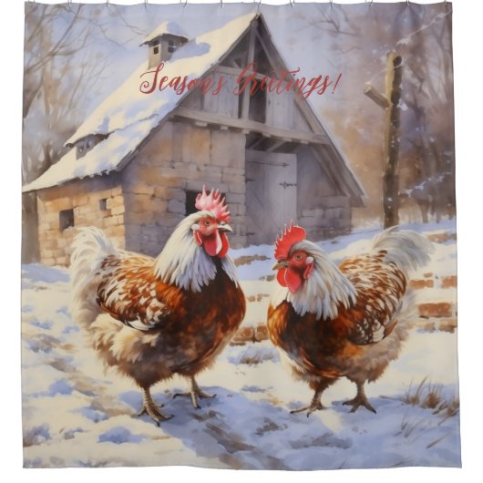 シーズンのグリーティングヤード素朴のビクトリアンクリスマス シャワーカーテン (正面)