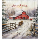 シーズンのグリーティングヤード素朴のビクトリアンクリスマス シャワーカーテン (正面)