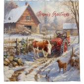 シーズンのグリーティングヤード素朴のビクトリアンクリスマス シャワーカーテン (正面)