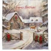 シーズンのグリーティングヤード素朴のビクトリアンクリスマス シャワーカーテン (正面)