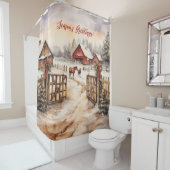 シーズンのグリーティングヤード素朴のビクトリアンクリスマス シャワーカーテン (インサイチュ)