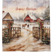 シーズンのグリーティングヤード素朴のビクトリアンクリスマス シャワーカーテン (正面)