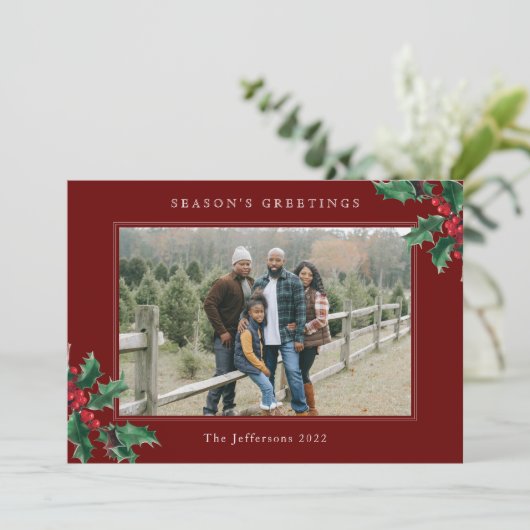シーズンのグリーティングレッドカスタムクリスマスカード (スタンド正面)