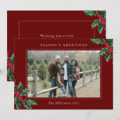 シーズンのグリーティングレッドカスタムクリスマスカード (正面/裏面)