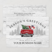 シーズンのグリーティングヴィンテージレッドトラック旗事業 シーズンカード (正面/裏面)