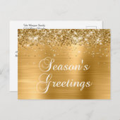 シーズンのグリーティング金ゴールドキラキラフェイク輝き シーズンポストカード (正面/裏面)
