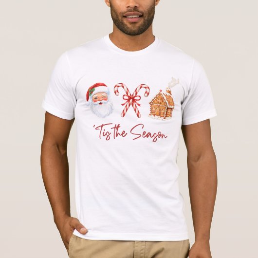 シーズンのサンタクロース Tシャツ (正面)