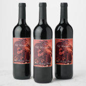 シーズンのフルーツの繁栄/ブドウ、ブルーボウピンク ワインラベル (ボトル)