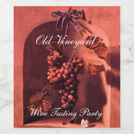 シーズンのフルーツの繁栄/ブドウ、ブルーボウピンク ワインラベル