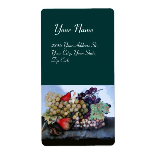 シーズンのフルーツ1 – ブドウと梨 ラベル (正面)