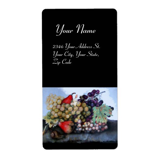 シーズンのフルーツ1 – ブドウと梨 ラベル (正面)