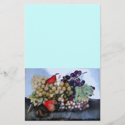 シーズンのフルーツ1 – ブドウと梨 便箋 (正面)