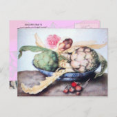 シーズンのフルーツ4 – アーティチョーク、バラ、イチゴ ポストカード (正面/裏面)
