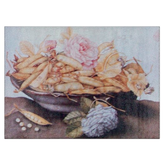 シーズンのフルーツ6 – 豆とバラ カッティングボード (正面)