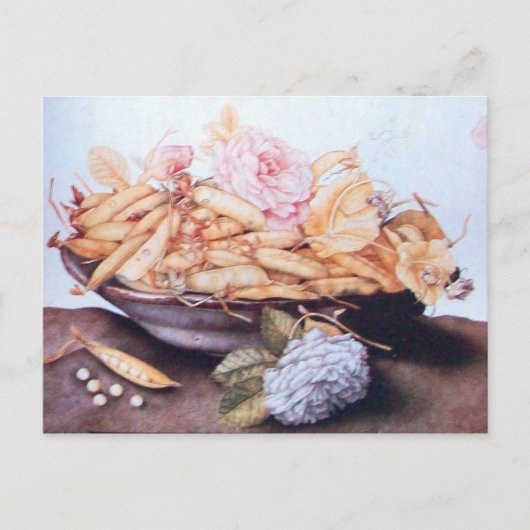 シーズンのフルーツ6 – 豆とバラ ポストカード (正面)