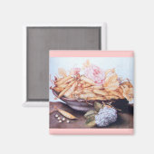 シーズンのフルーツ6 – 豆とバラ マグネット (正面/裏面)