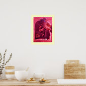 シーズンのフルーツ – 繁栄ピンクのアンティーク赤クリーム ポスター (キッチン)