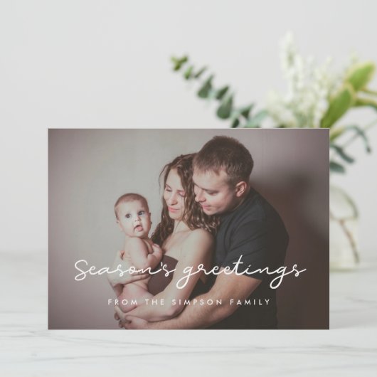 シーズンのフレートミニマリストの休日のフォトカード シーズンカード (スタンド正面)